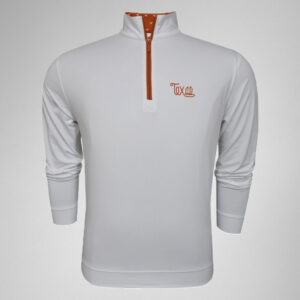Script Texas Longhorns Logo Collar White Micro Fleece Performance Pullover